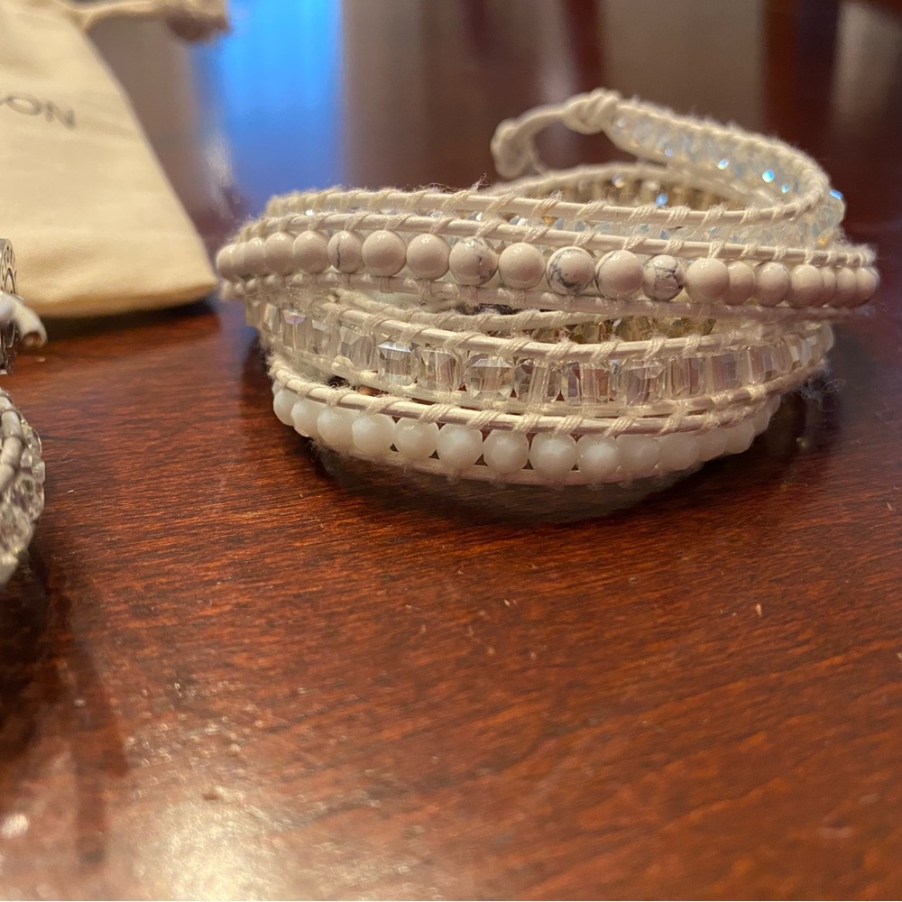 Elegant White Beaded Wrap Bracelet